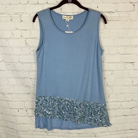Simply Noelle Asymmetrical Blouse with Sequin Hem NWT - Picture 1 of 6